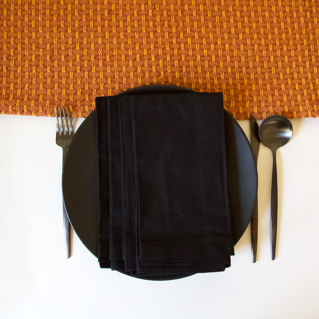 Black Cotton Napkins, Set of 4