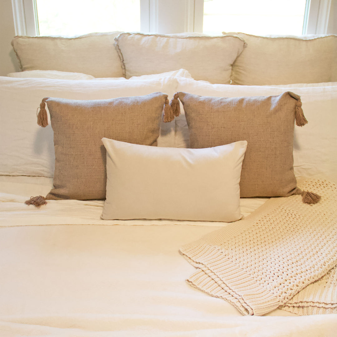 Knitted Cotton Throw - Ivory