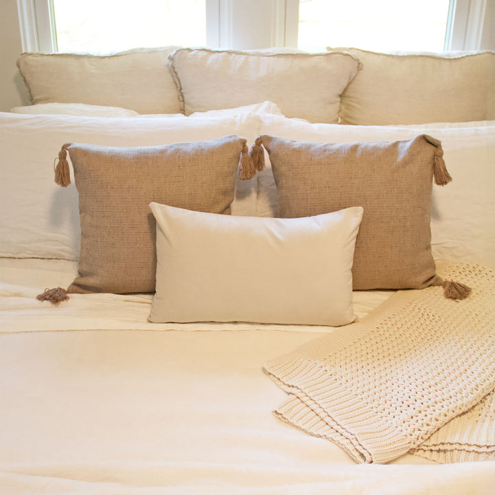 Knitted Cotton Throw - Ivory