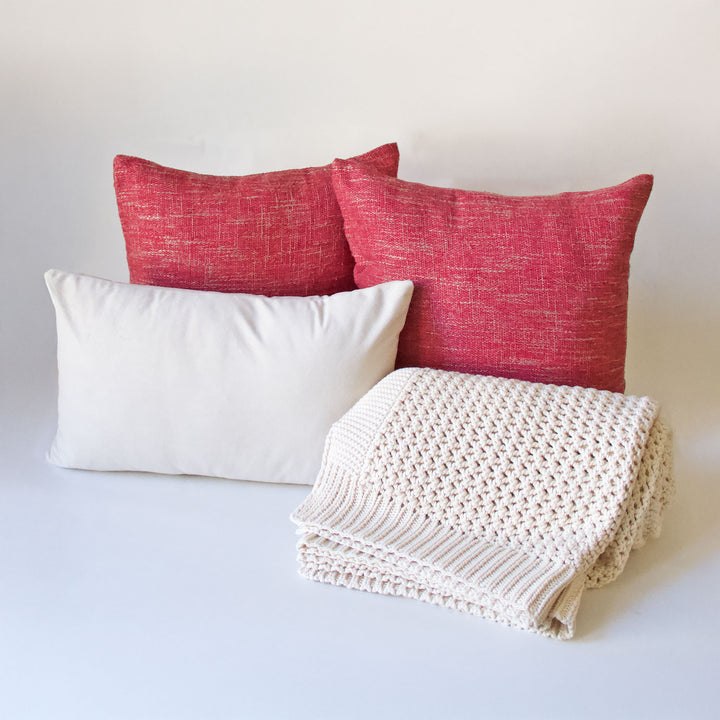Knitted Cotton Throw - Ivory