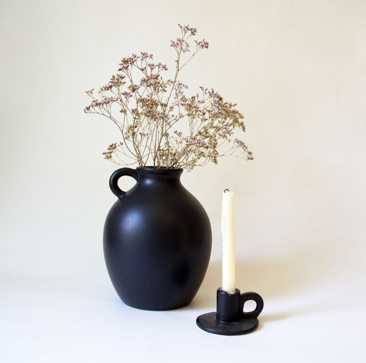 Ceramic Urn Vase - Black