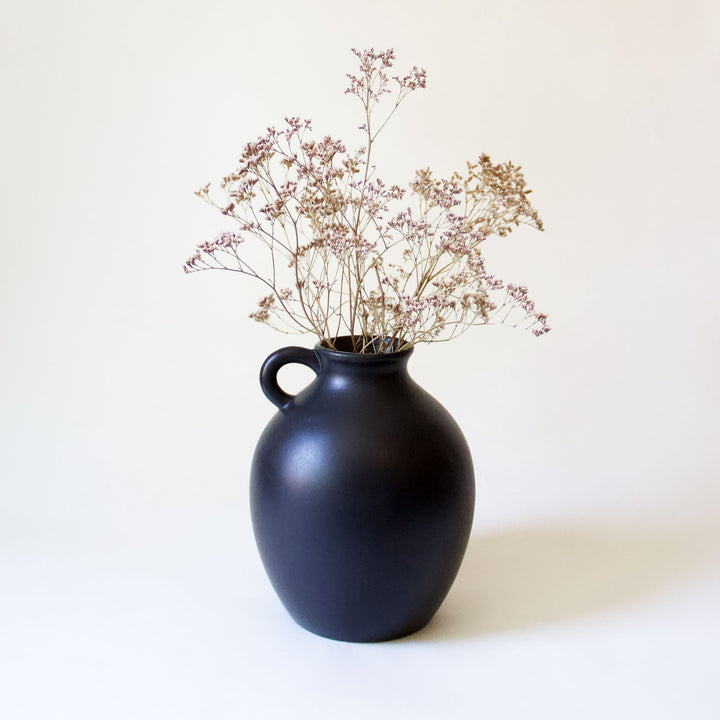 Ceramic Urn Vase - Black