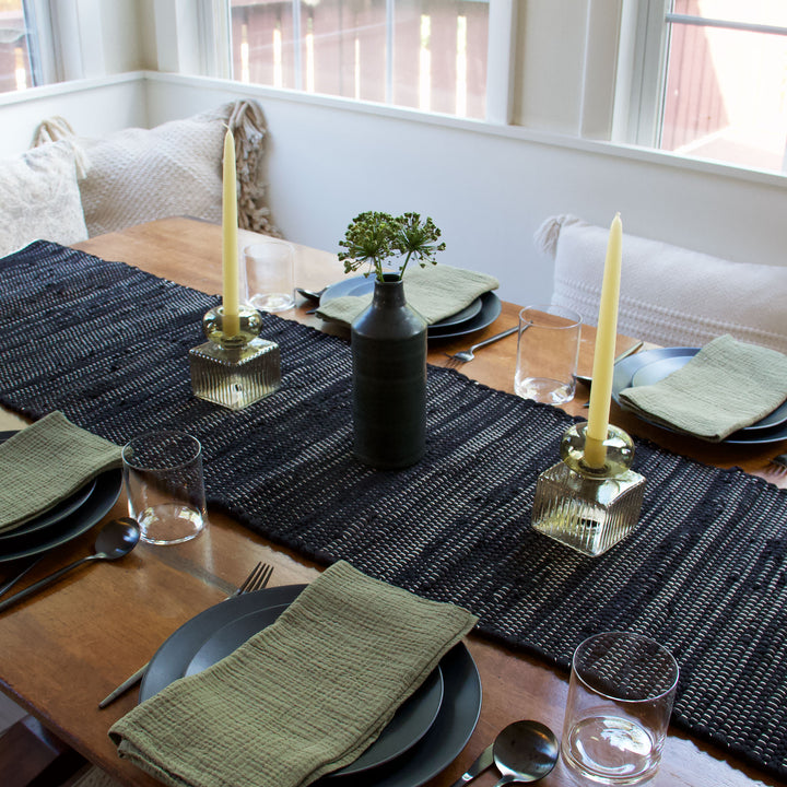 Stacked Geometric Glass Taper Candleholder
