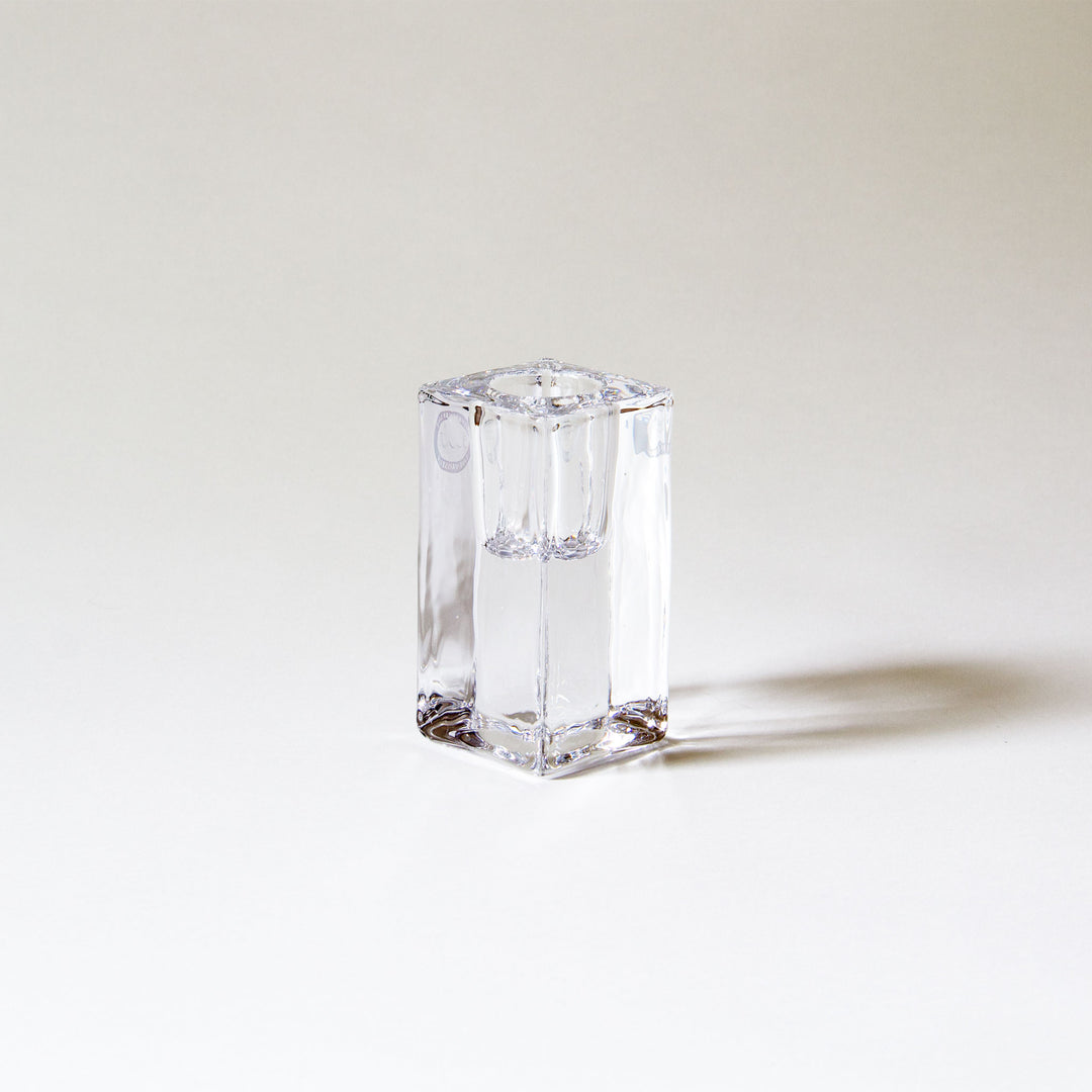 Block Glass Taper Candleholder