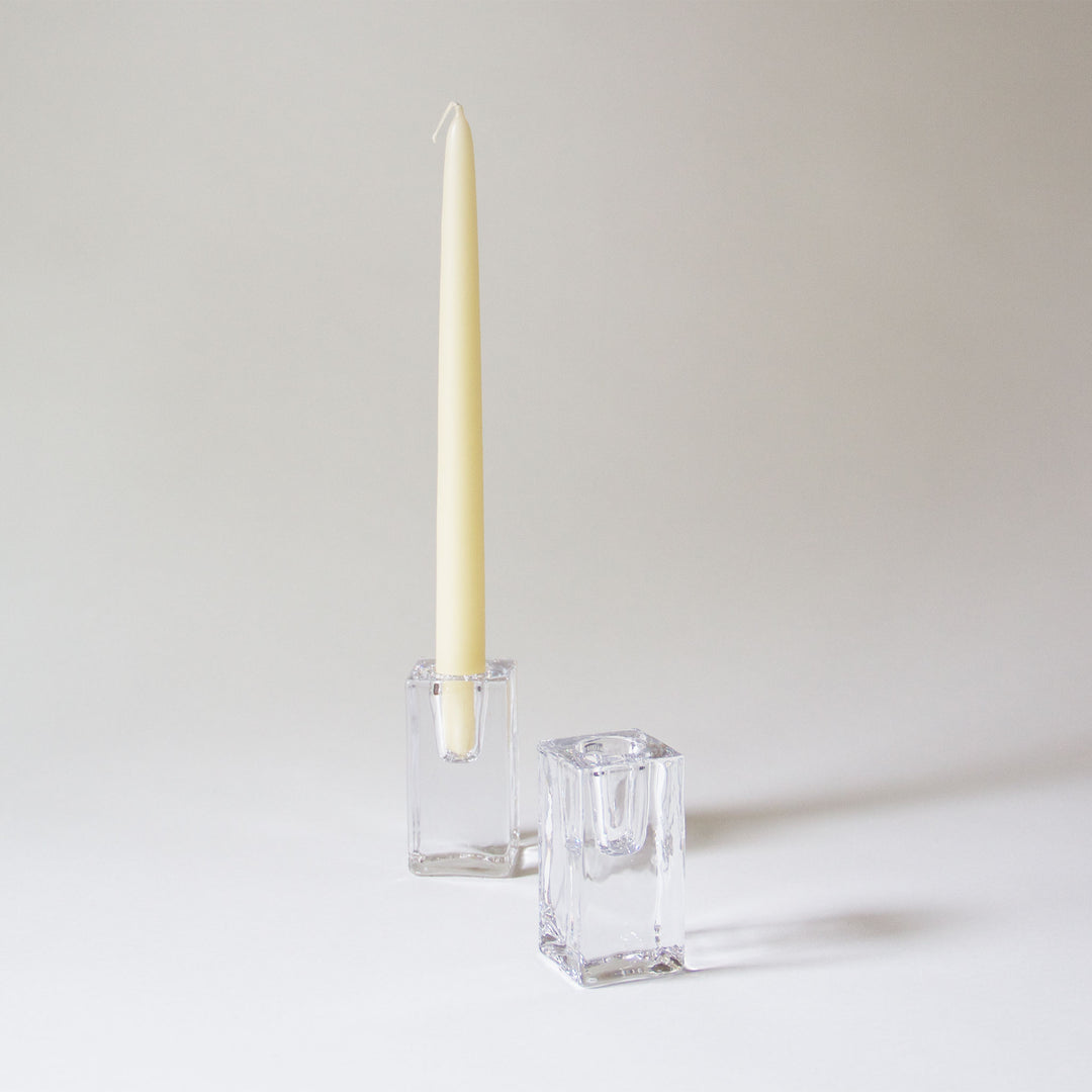 Block Glass Taper Candleholder
