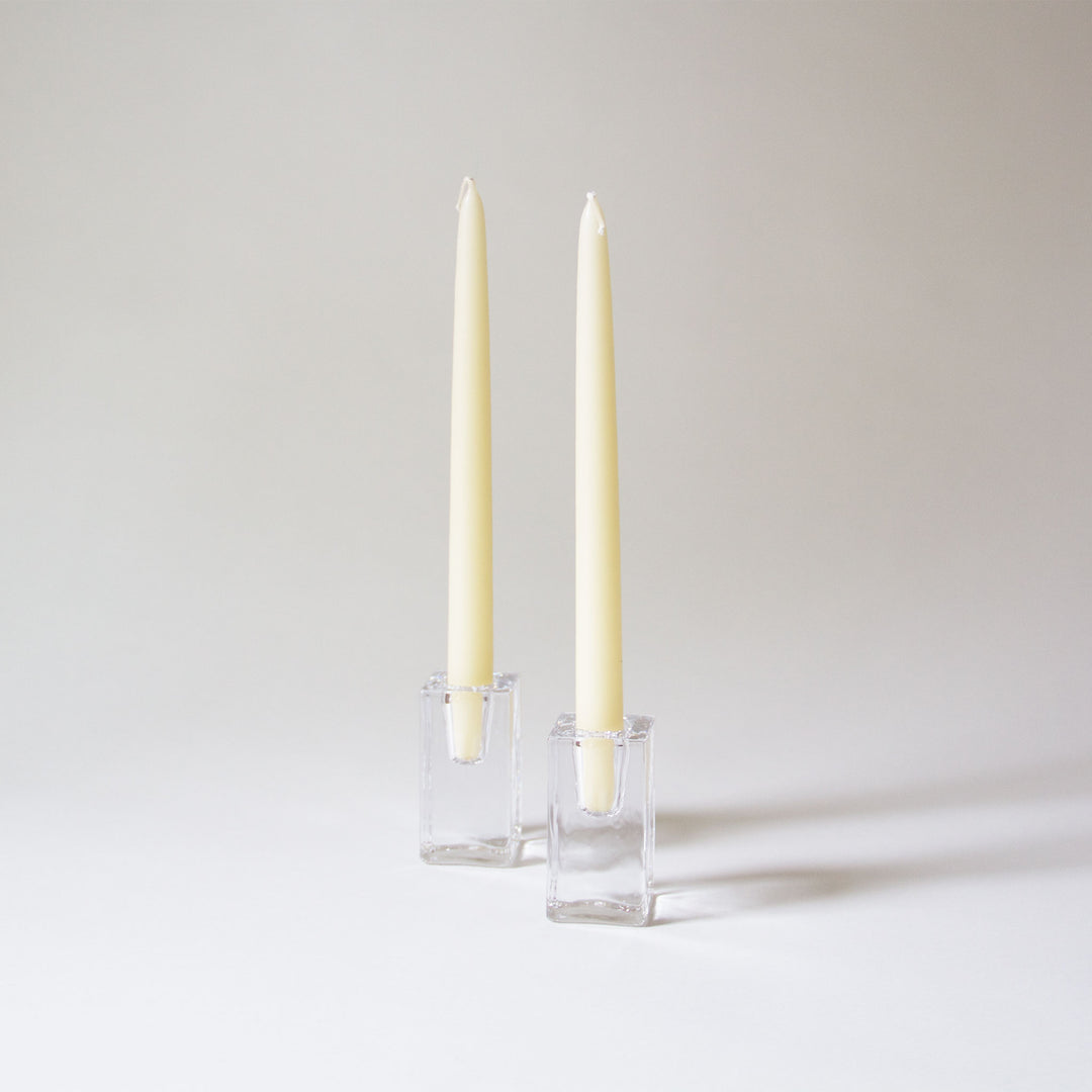 Block Glass Taper Candleholder