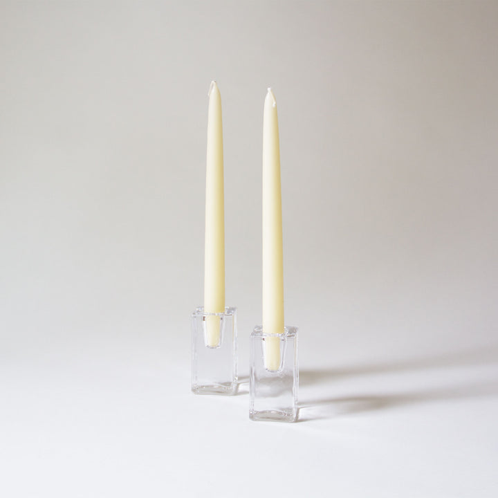 Block Glass Taper Candleholder