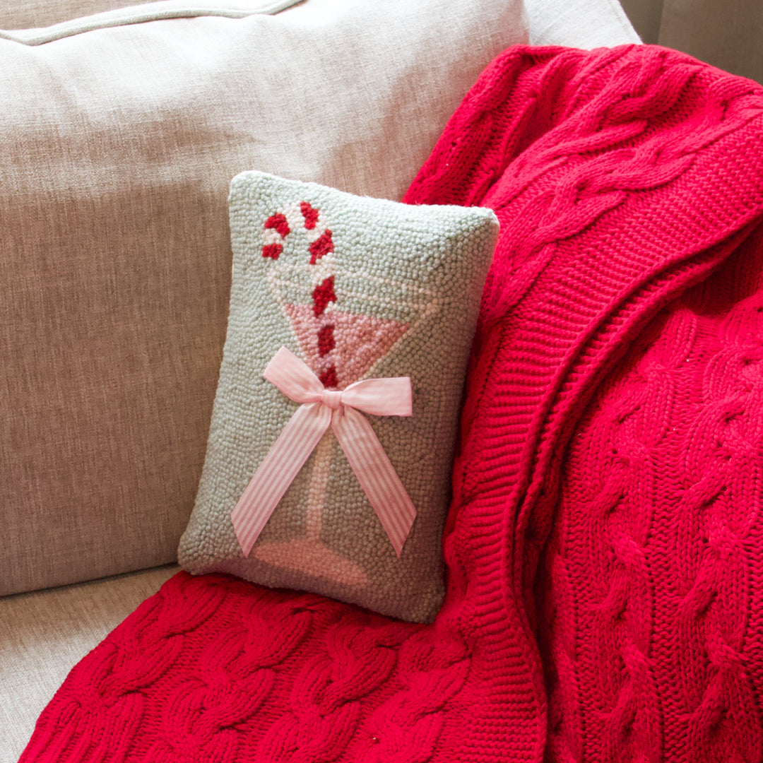 Candy Cane Martini Hook Pillow