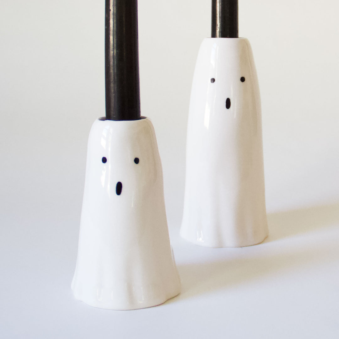 Ceramic Ghost Taper Candleholder