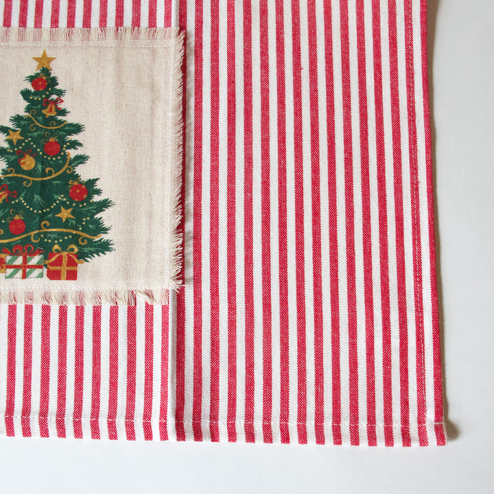 Christmas Tree Striped Kitchen Towel