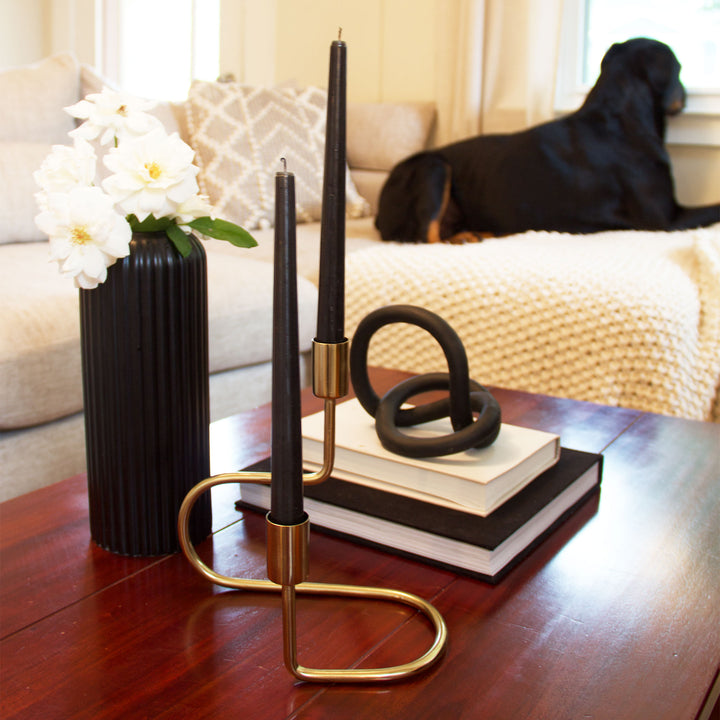 Gold Double Taper Candleholder