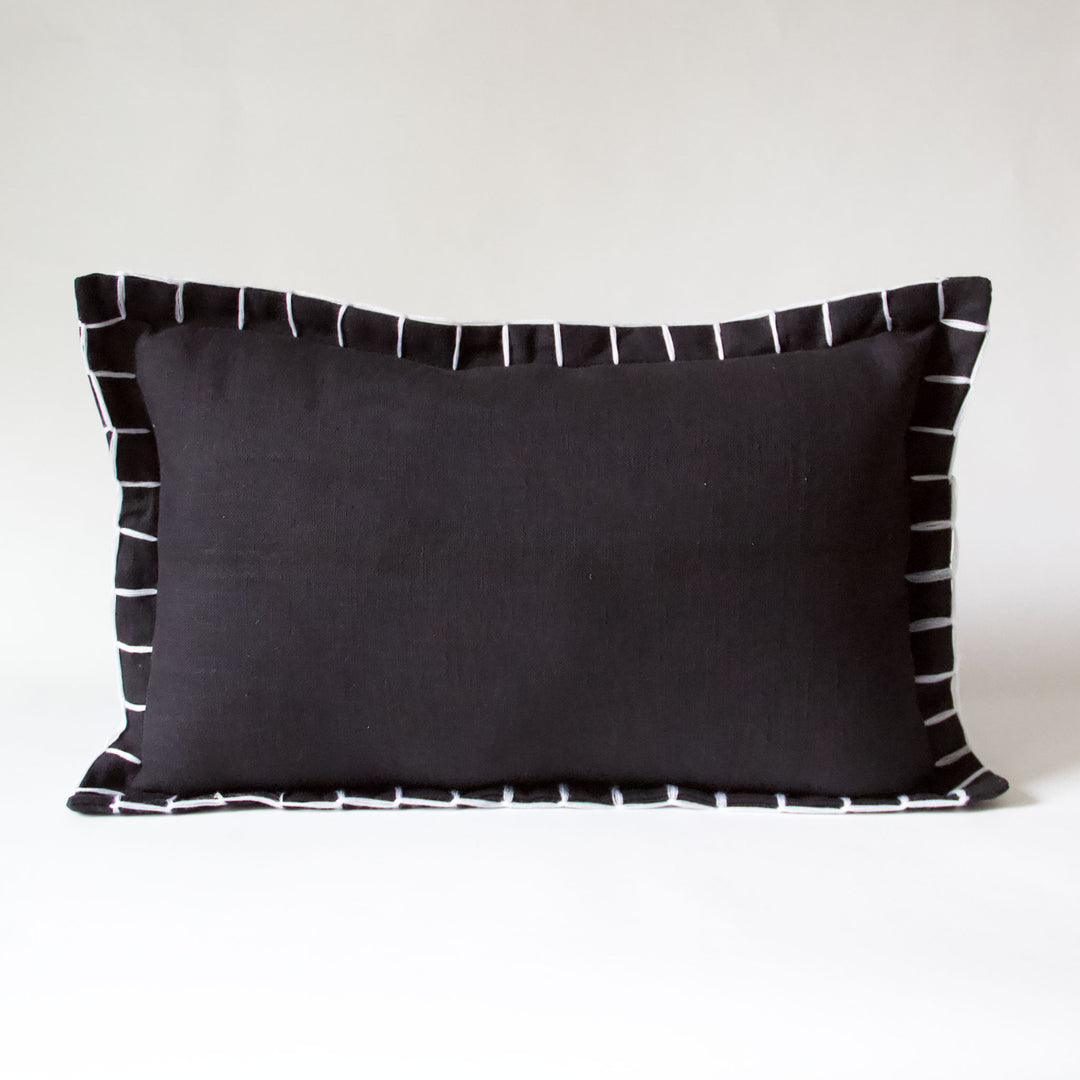 Cotton Whip Stitch Pillow Cover - Black