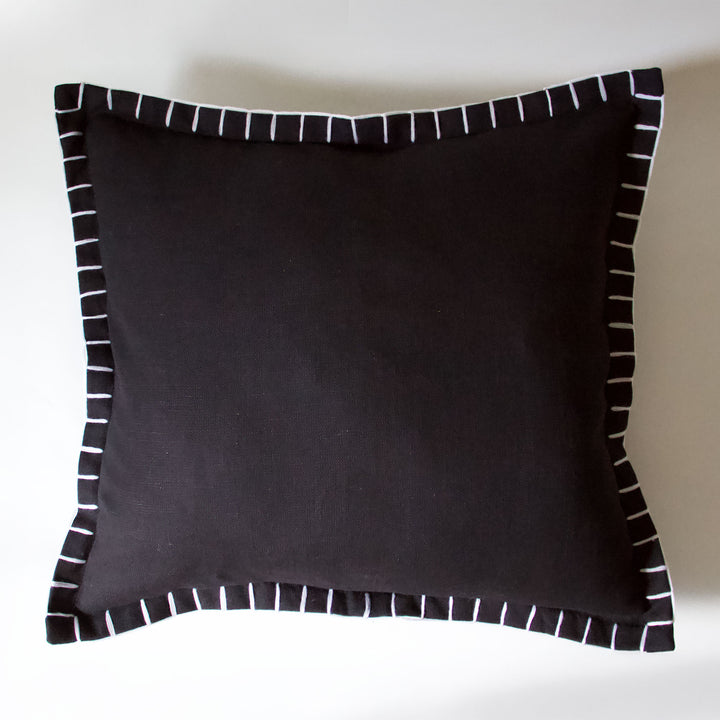 Cotton Whip Stitch Pillow Cover - Black