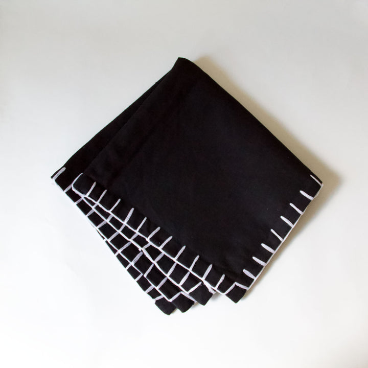 Cotton Whip Stitch Pillow Cover - Black