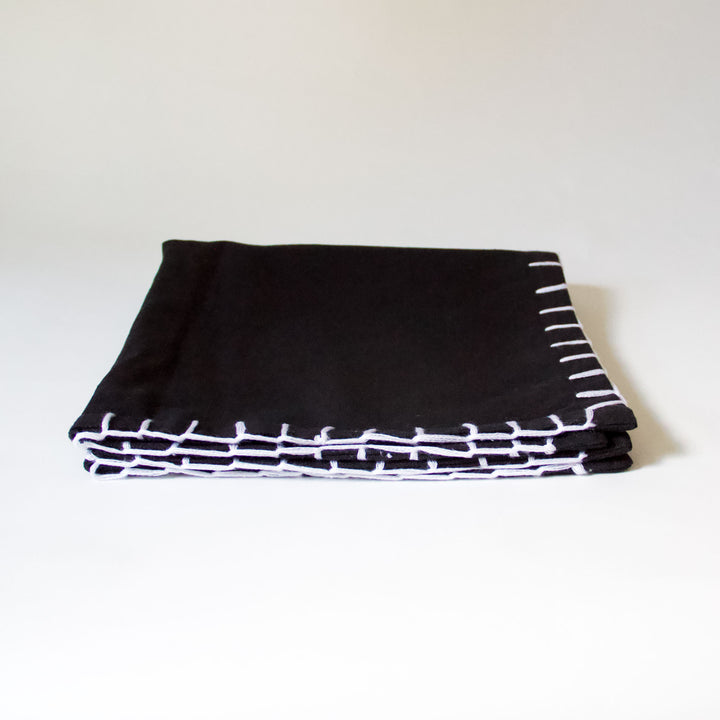 Cotton Whip Stitch Pillow Cover - Black