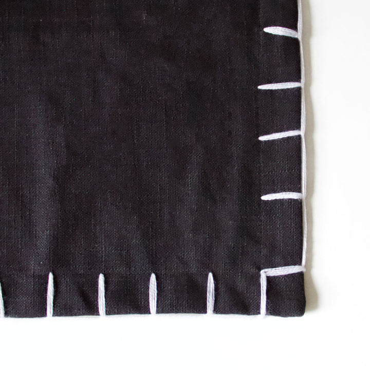 Cotton Whip Stitch Pillow Cover - Black