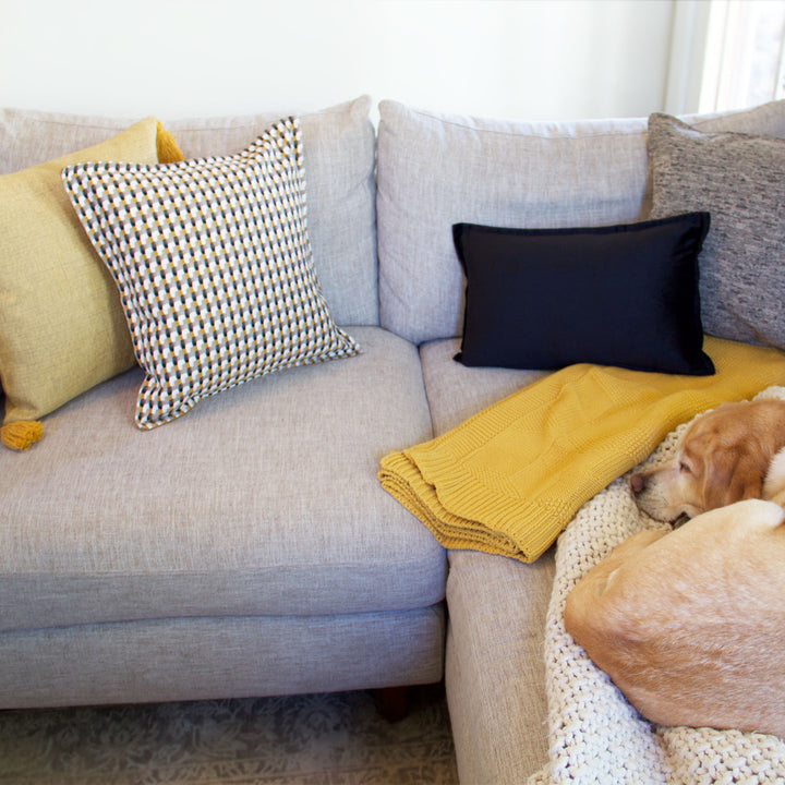 Knitted Cotton Throw - Mustard
