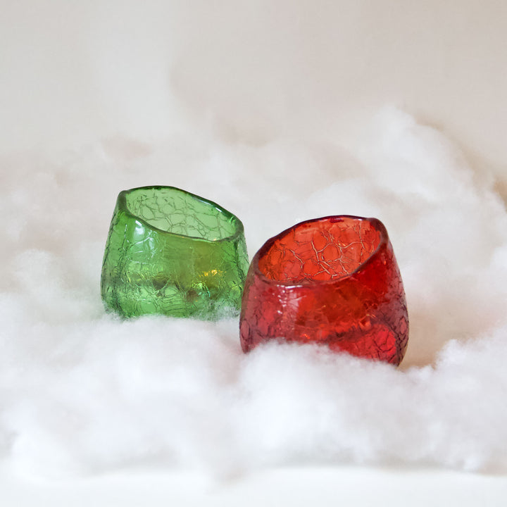 Green Crackle Glass Tealight Candleholder