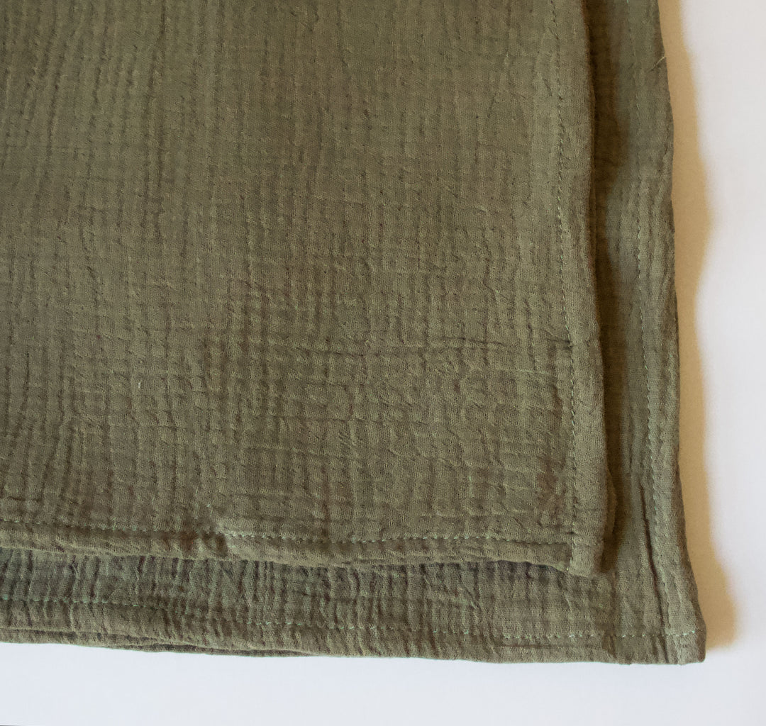 Crinkle Cotton Napkins - Olive Green, Set of 4