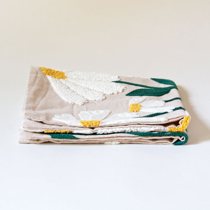 Daisy Embroidered Pillow Cover