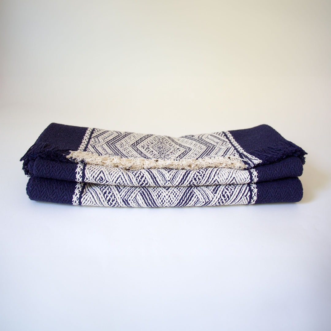 Diamond Weave Table Runner - Navy