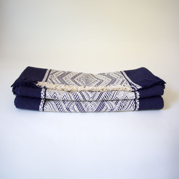 Diamond Weave Table Runner - Navy