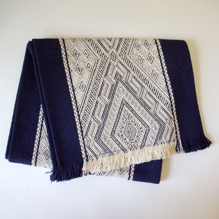 Diamond Weave Table Runner - Navy