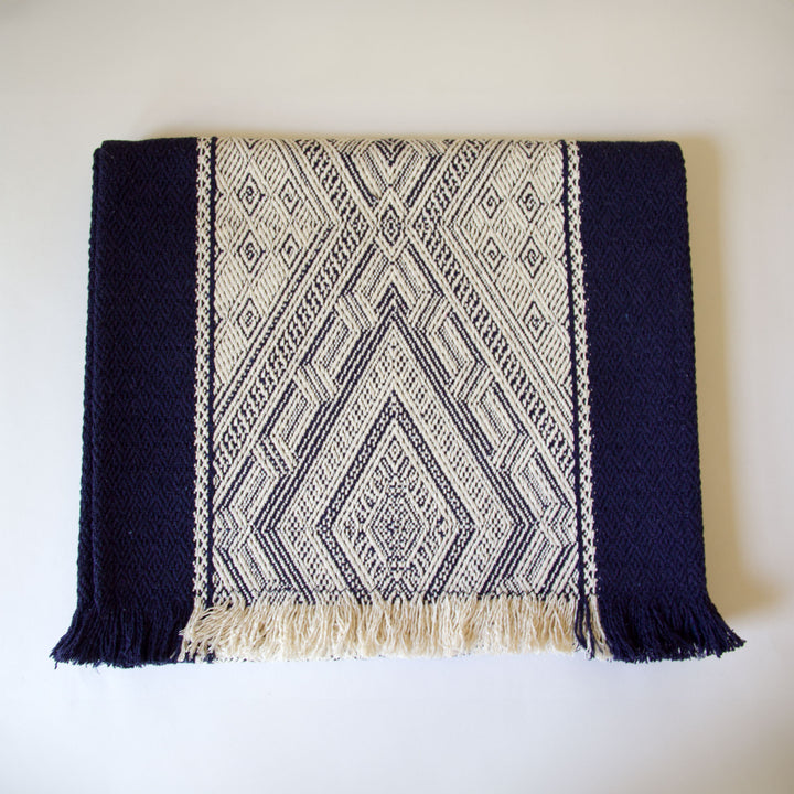 Diamond Weave Table Runner - Navy