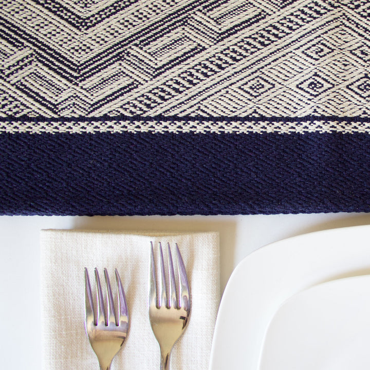 Diamond Weave Table Runner - Navy