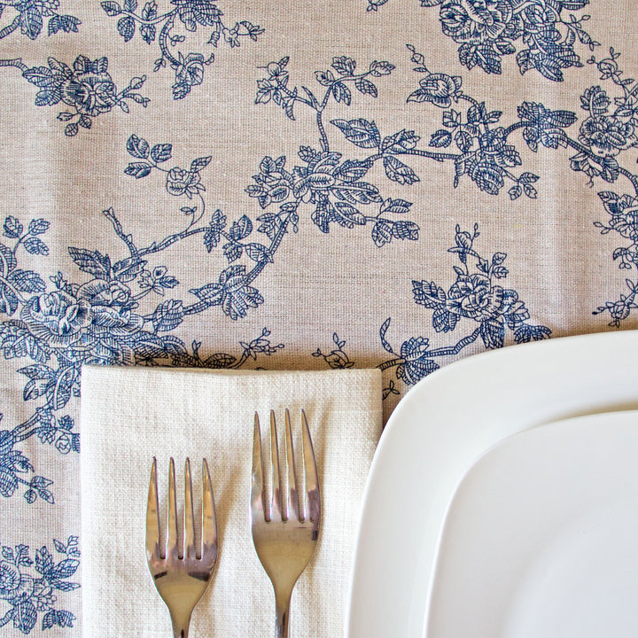 Floral Flax Tablecloth