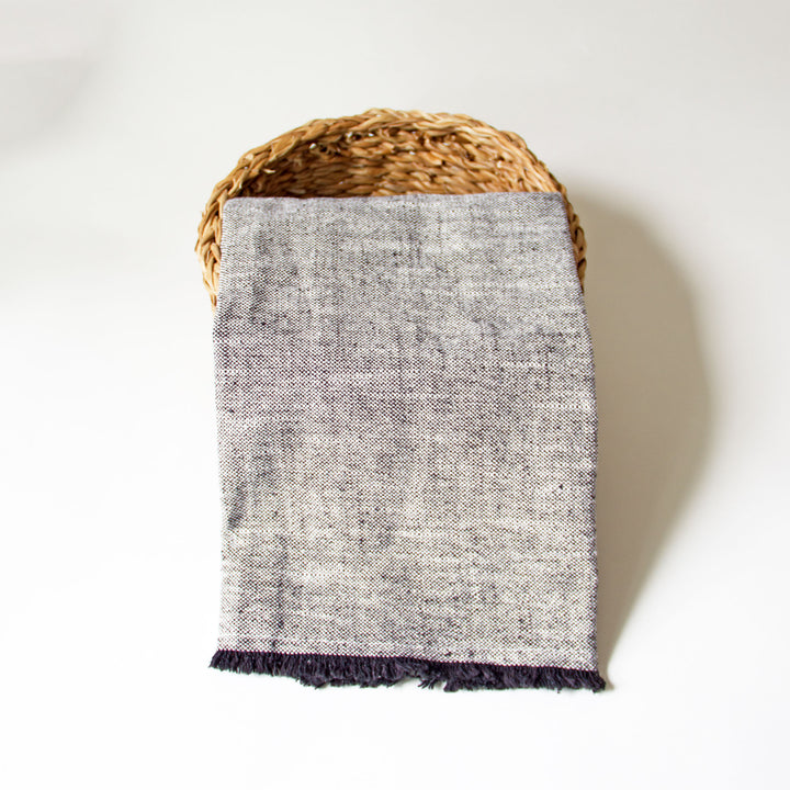 Fringed Chambray Kitchen Towel - Black