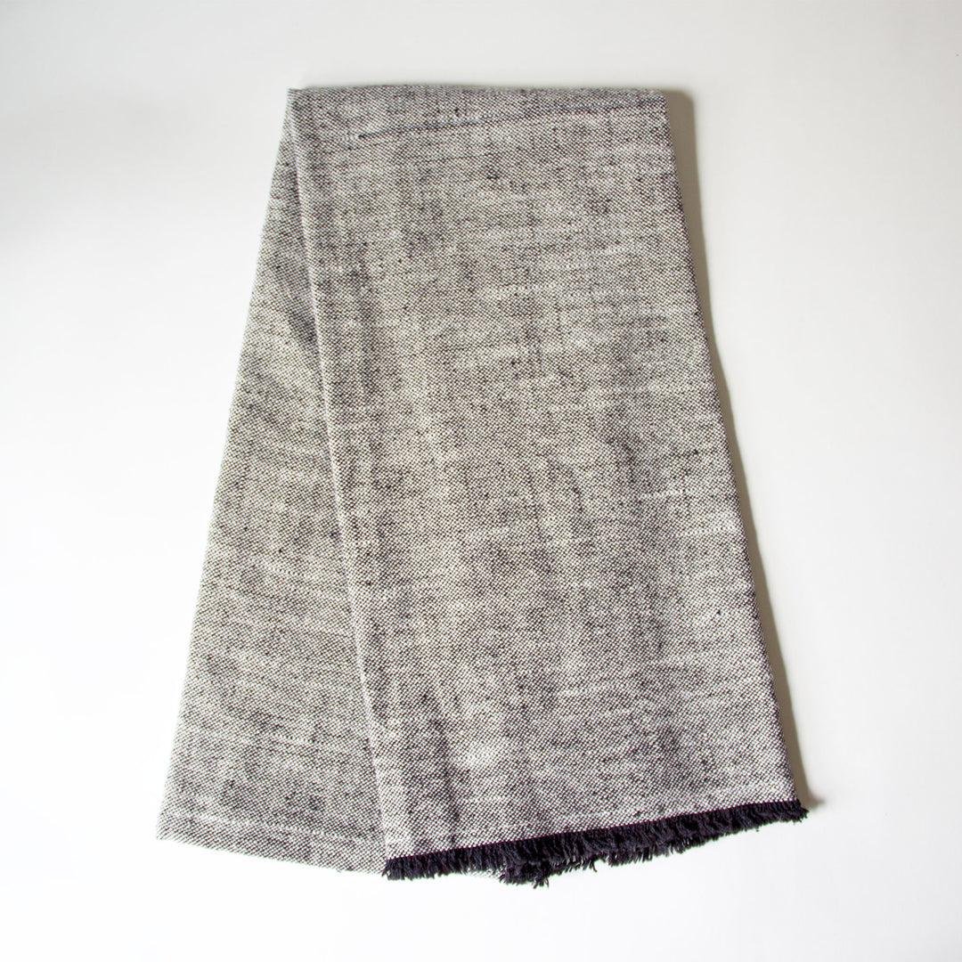 Fringed Chambray Kitchen Towel - Black