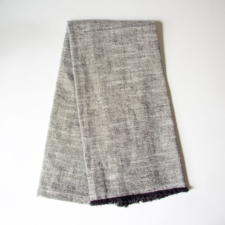 Fringed Chambray Kitchen Towel - Black