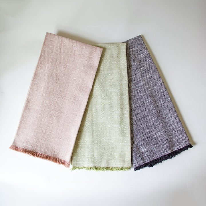 Fringed Chambray Kitchen Towel - Moss Green