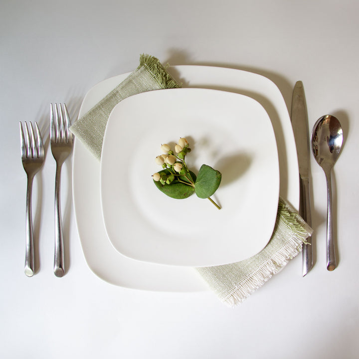Fringed Chambray Napkins - Moss Green, Set of 4