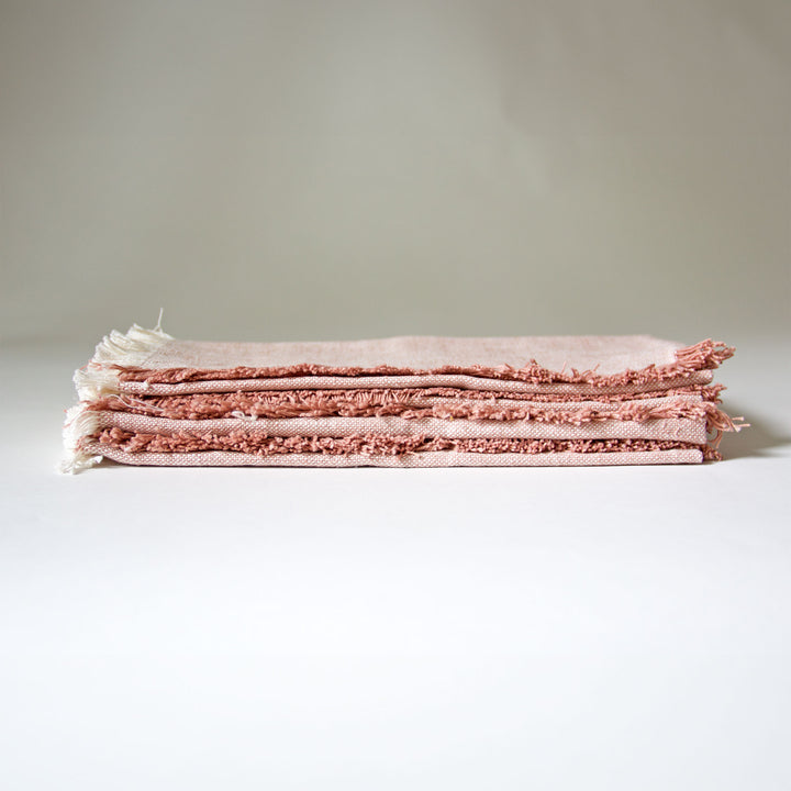 Fringed Chambray Napkins - Pink, Set of 4