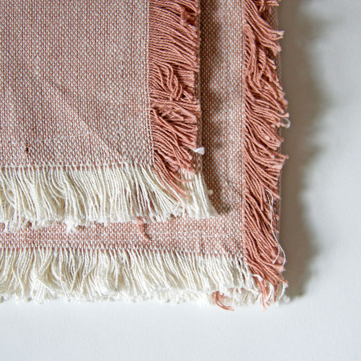 Fringed Chambray Napkins - Pink, Set of 4