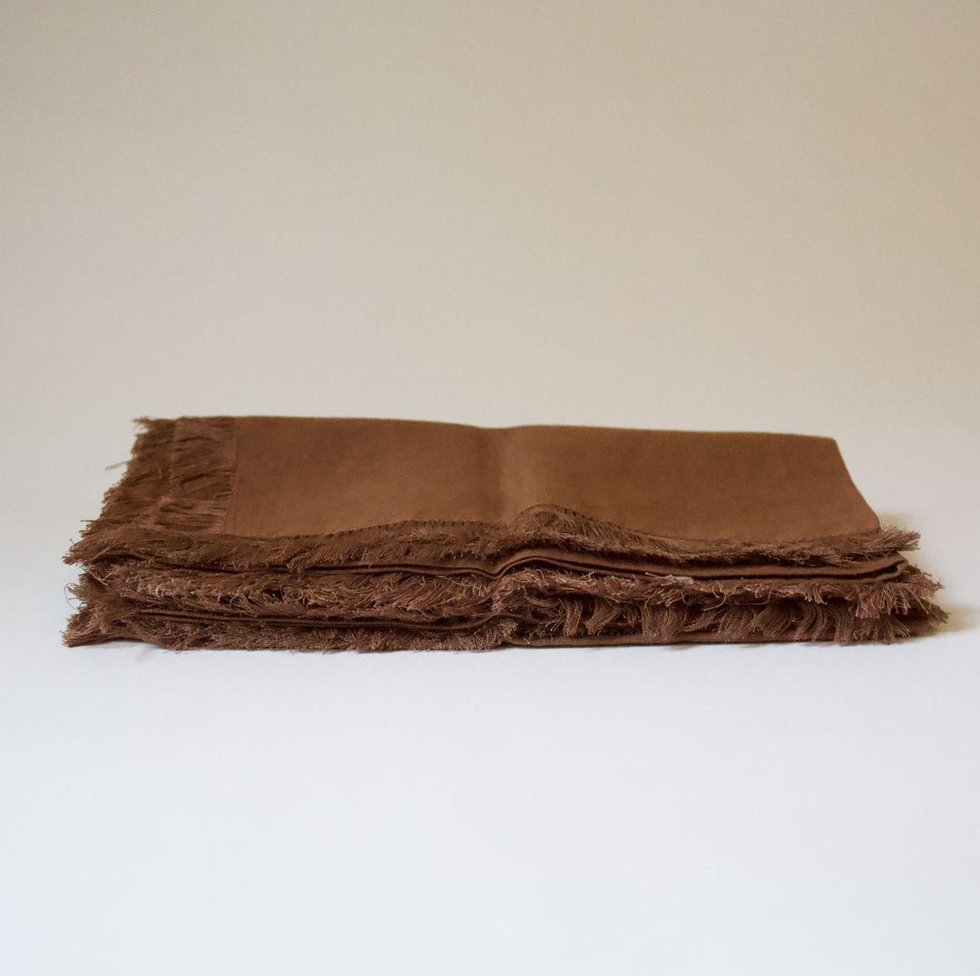 Fringed Cotton Napkins - Chocolate Brown, Set of 4