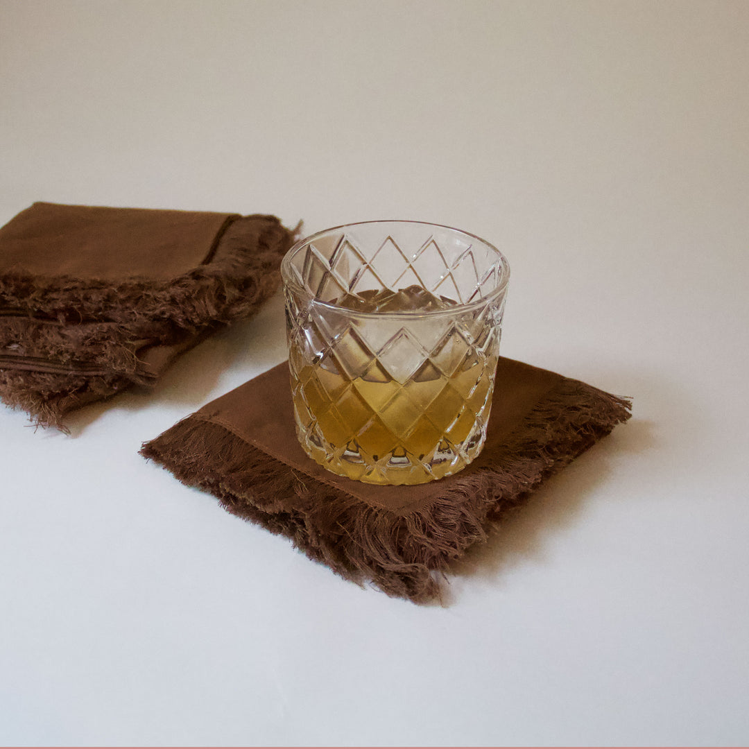 Fringed Cotton Napkins - Chocolate Brown, Set of 4