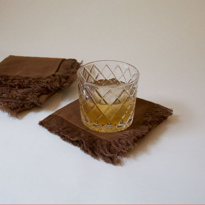 Fringed Cotton Napkins - Chocolate Brown, Set of 4