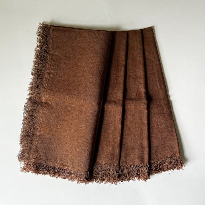 Fringed Cotton Napkins - Chocolate Brown, Set of 4