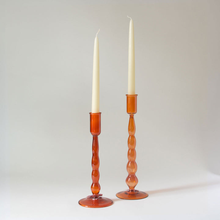Geometric Glass Taper Candleholder - Copper