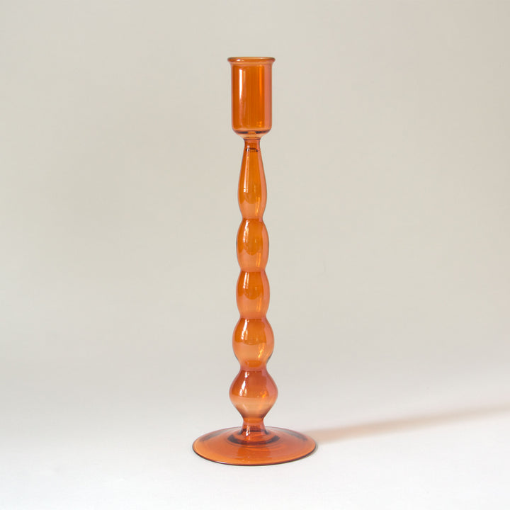 Geometric Glass Taper Candleholder - Copper