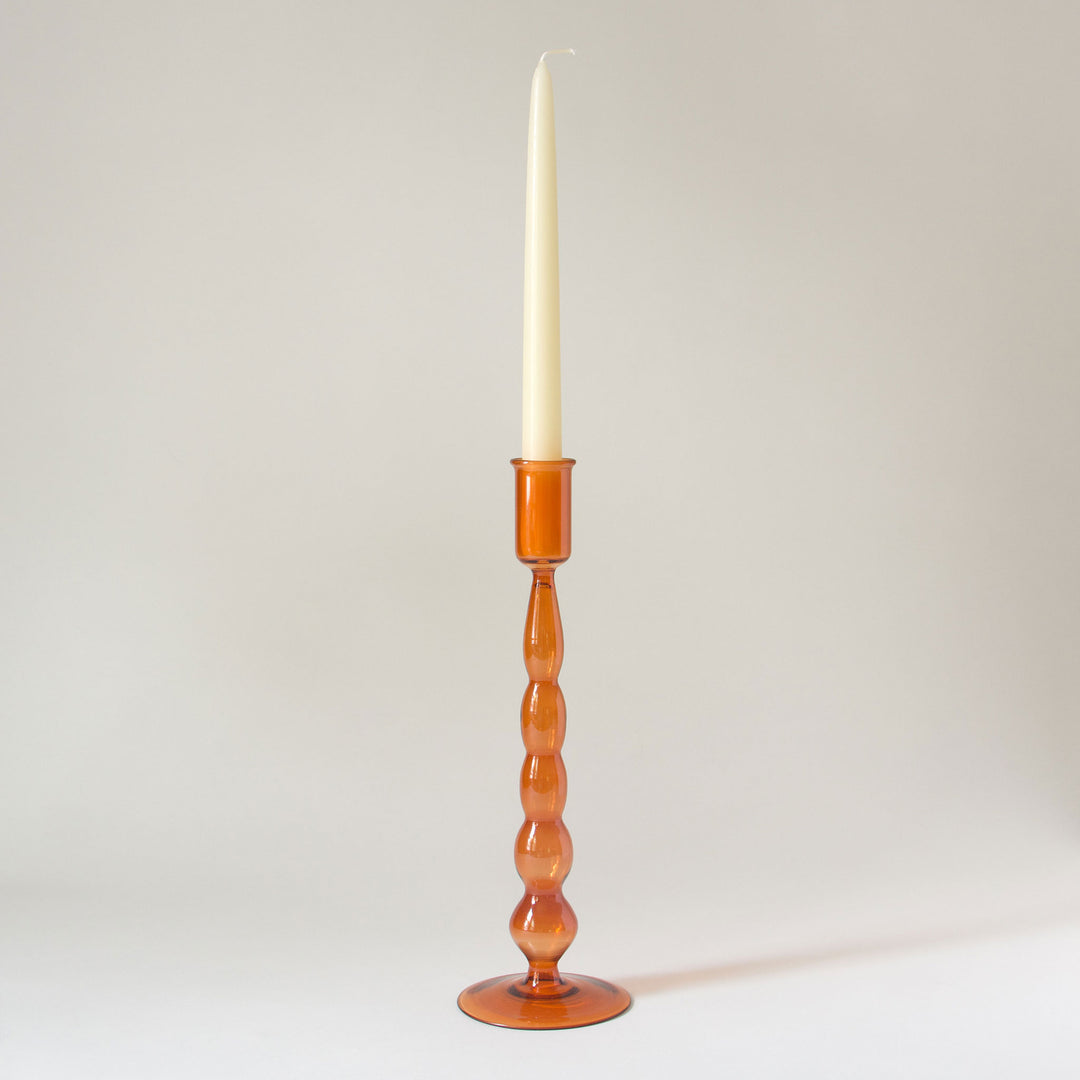 Geometric Glass Taper Candleholder - Copper