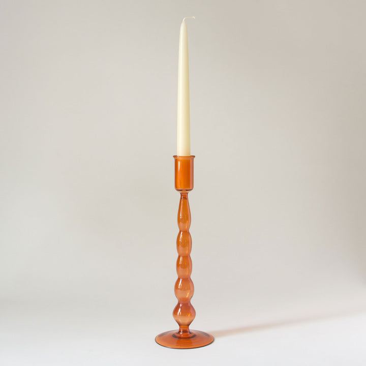 Geometric Glass Taper Candleholder - Copper