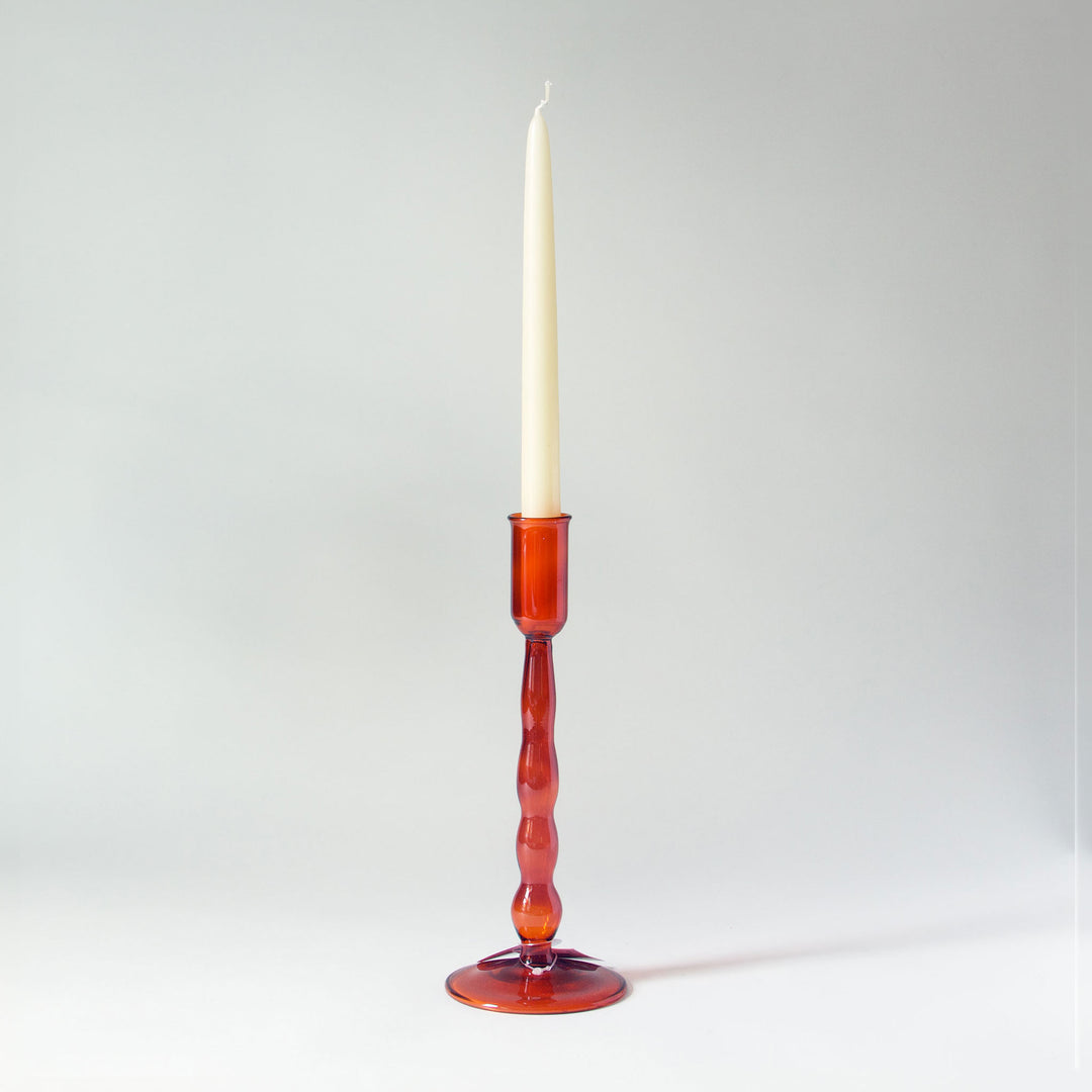 Geometric Glass Taper Candleholder - Copper