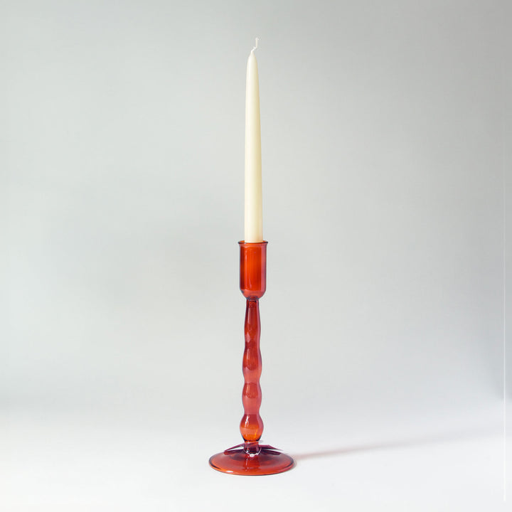 Geometric Glass Taper Candleholder - Copper
