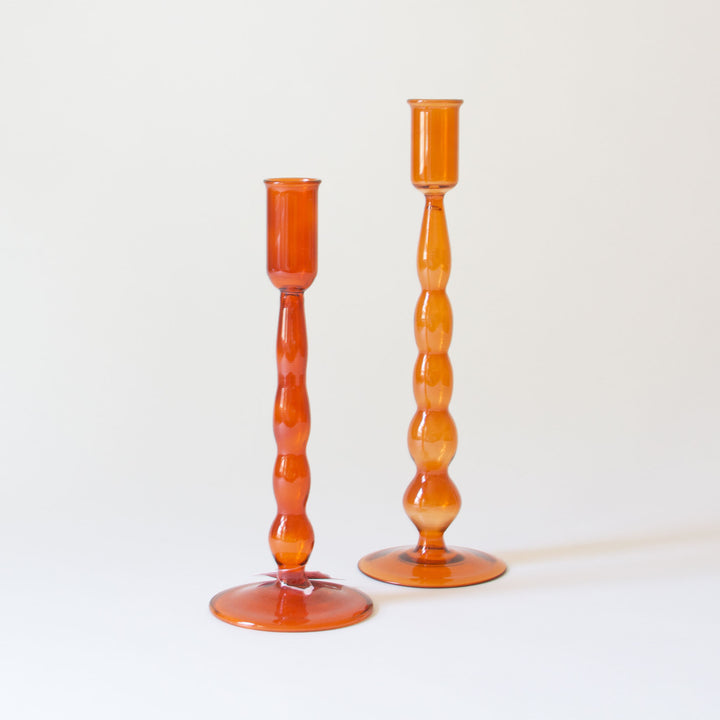 Geometric Glass Taper Candleholder - Copper