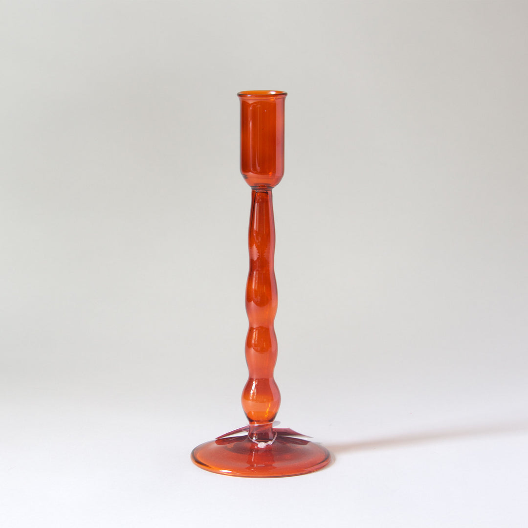 Geometric Glass Taper Candleholder - Copper