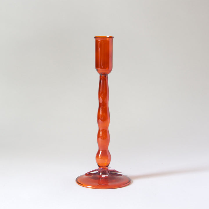 Geometric Glass Taper Candleholder - Copper